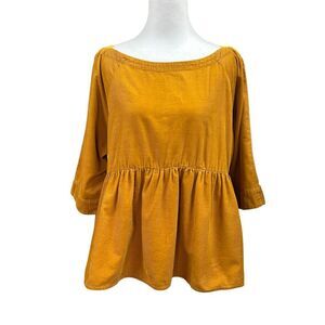 Maeve Maria Babydoll Corduroy Button Back Oversized Blouse Sz XS